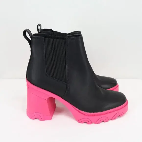 Sorel Brex Heel Chelsea Boots Black Cactus Pink Size 7.5 - Picture 4 of 12